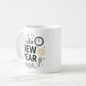 Hello New Year Cute Hand-Drawn Fireworks Mug Koffiemok (Voorkant links)