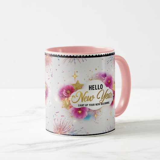 Hello New Year Glam Cinematic Floral Combo Mug Mok (Voorkant rechts)