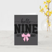 Hello Nine Est 2017 Coquette Bow 9th Birthday Girl Kaart (Gele Bloem)