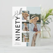 Hello NINETY' Modern Photo Collage 90th Birthday Kaart (Staand voorkant)