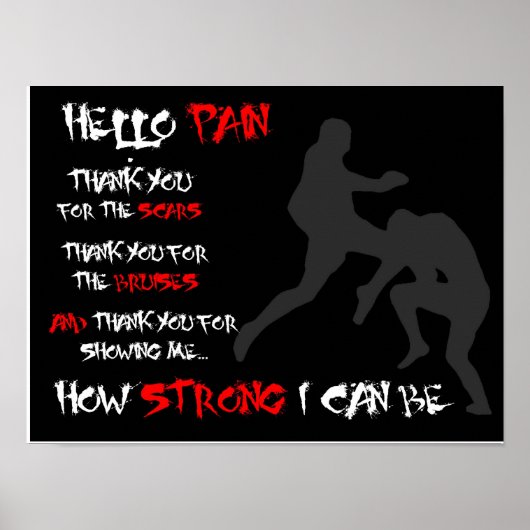 "Hello Pain" - Poster inspirant MIXED MARTIAL ART (Devant)