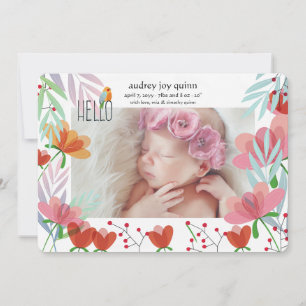 Hello Photo Floral Faire-part de naissance