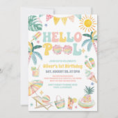 Hello Pool Beach Party Summer Birthday Invitation (Devant)
