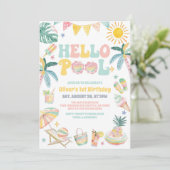 Hello Pool Beach Party Summer Birthday Invitation (Debout devant)