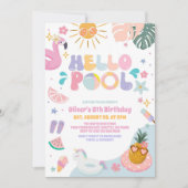 Hello Pool Party Summer Birthday Invitation (Devant)