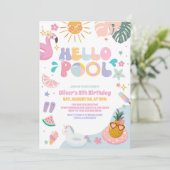 Hello Pool Party Summer Birthday Invitation (Debout devant)
