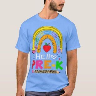 Hello Pre-k School Rainbow Back to School Teacher  T-shirt