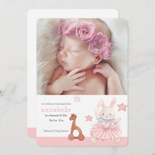 Hello Precious Photo Faire-part de naissance (Devant / Derrière)