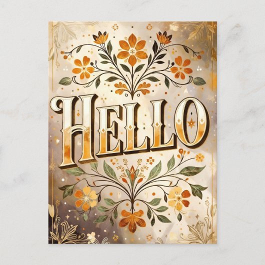 Hello, pretty floral design, briefkaart (Voorkant)