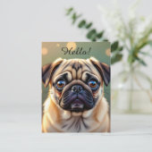 Hello! Pug Cuteness Briefkaart (Staand voorkant)