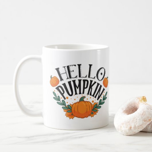 Hello Pumpkin Fall Autumn                          Koffiemok (Met donut)