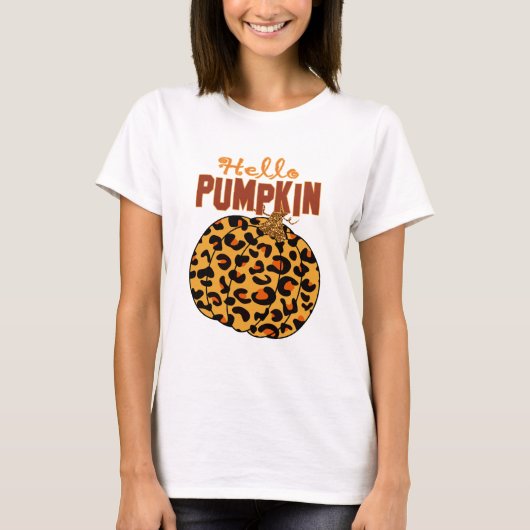 Hello Pumpkin - Fall Leopard Print T-shirt (Voorkant)