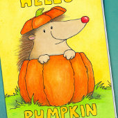 Hello Pumpkin - Hedgehog in a Pumpkin Greeting Kaart