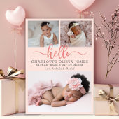 Hello Script Girl Birth Photo Collage Announcement Aankondiging