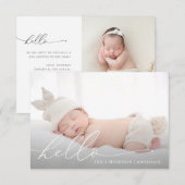 hello script moderne faire-part de naissance carte (Devant / Derrière)