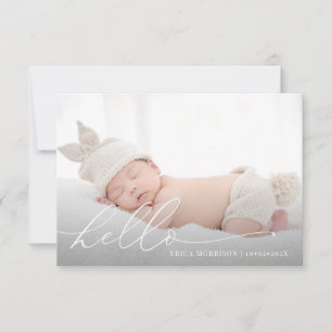 hello script moderne faire-part de naissance carte