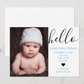 Hello Script Photo - Faire-part de naissance (Devant / Derrière)