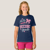 Hello Second Grade Coquette Bow Teacher Girl T-shirt (Voorkant volledig)