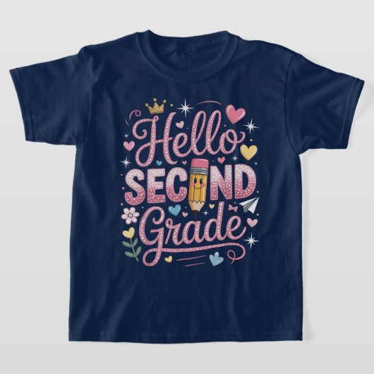 Hello Second Grade Coquette Bow Teacher Girl T-shirt (Laagn)