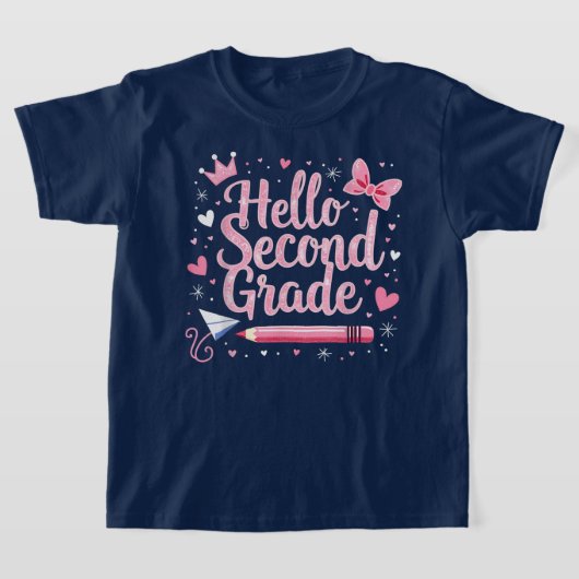 Hello Second Grade Coquette Bow Teacher Girl T-shirt (Laagn)
