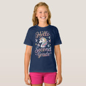 Hello Second Grade Coquette Bow Teacher Girl T-shirt (Voorkant volledig)