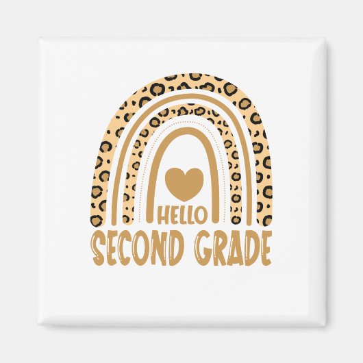 Hello Second Grade-Leopard Rainbow-Back to School Magneet (Voorkant)