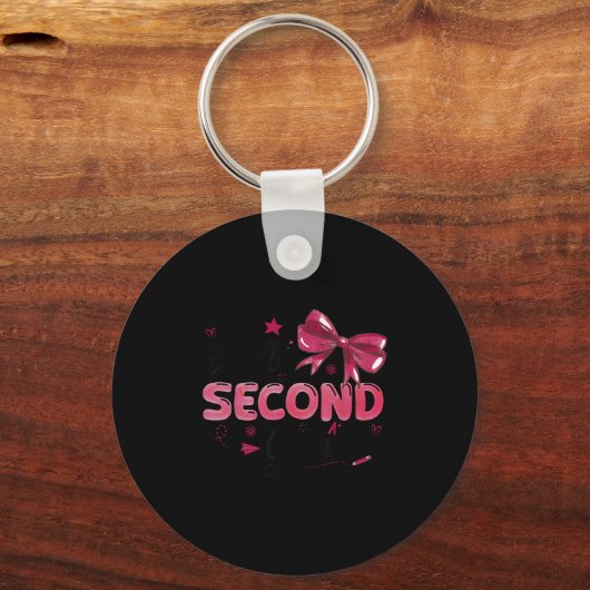 Hello Second Grade Teacher Coquette Bow Back To Sc Sleutelhanger (Voorkant)