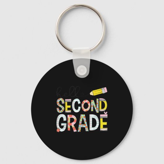 Hello Second Grade Team 2nd Grade Back To School T Sleutelhanger (Voorkant)