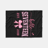 Hello Seventeen Est 2008 Coquette Bow 17th Birthda Fleece Deken (Voorkant (Horizontaal))