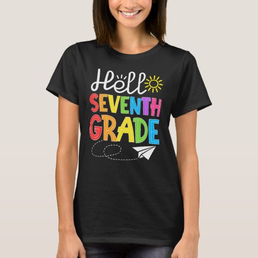 Hello Seventh Grade Fun 7Th Grade Backto School    T-shirt (Voorkant)