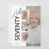 Hello SEVENTY' Modern Photo Collage 70th Birthday Kaart (Voorkant)