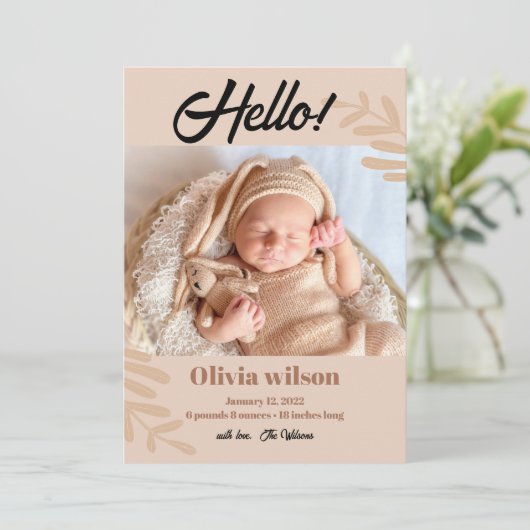HELLO Simple Faire-part de naissance (Debout devant)