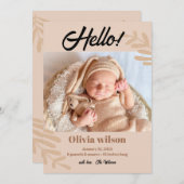 HELLO Simple Faire-part de naissance (Devant / Derrière)