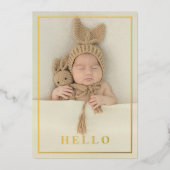 Hello Simple Gold Foil Faire-part de naissance pho (Recto)
