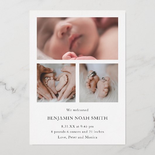 Hello Simple Gold Foil Faire-part de naissance pho (Verso)