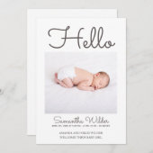 Hello Simple Modern Photo Faire-part de naissance (Devant / Derrière)
