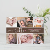 Hello Six Photo Collage Faire-part de naissance (Debout devant)