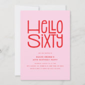 HELLO SIXTY Modern 60th Birthday Kaart (Voorkant)