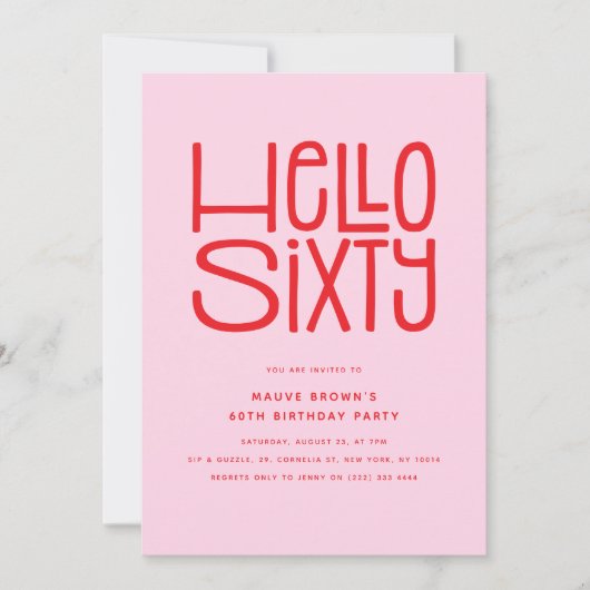 HELLO SIXTY Modern 60th Birthday Kaart (Voorkant)