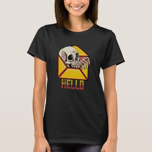 Hello Skull Skeleton Mail Postal Service Postman M T-shirt (Voorkant)