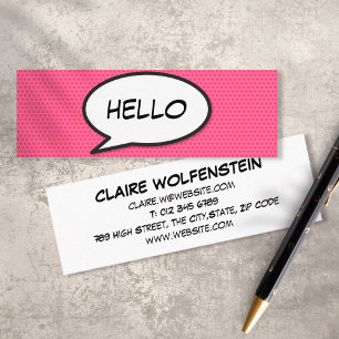 HELLO Spreekballon Leuke Retro Stripboek Mini Visitekaartje