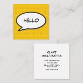 HELLO Spreekballon Pret Retro Stripboek Vierkante Visitekaartje (Voorkant / Achterkant)