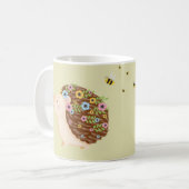 Hello Spring Floral Hedgehog Mug – Cute Bee & Flow (Devant gauche)