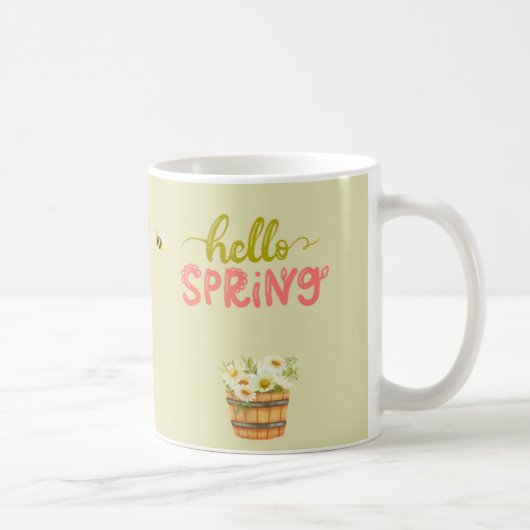 Hello Spring Floral Hedgehog Mug – Cute Bee & Flow (Droite)