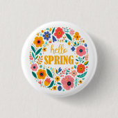 Hello spring floral ronde button 3,2 cm (Voorkant)