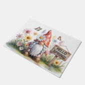 Hello Spring Garden Gnome: Cute Gnome with Braids Deurmat (Schuin)