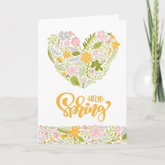 Hello Spring Greeting Card with Floral Heart Kaart