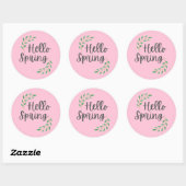 Hello Spring Pink Pastel  Springtime  Ronde Sticker (Vel)