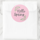 Hello Spring Pink Pastel  Springtime  Ronde Sticker (Tas)