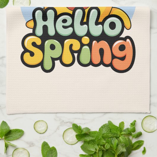 Hello Spring Theedoek (Gevouwen)